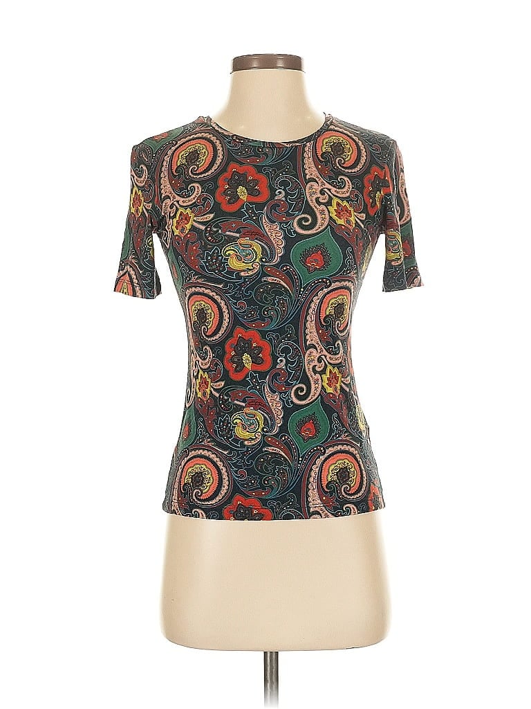 ETRO Paisley Black Blue Short Sleeve T-Shirt Size EU (IT) 40 / US 4 - photo 1
