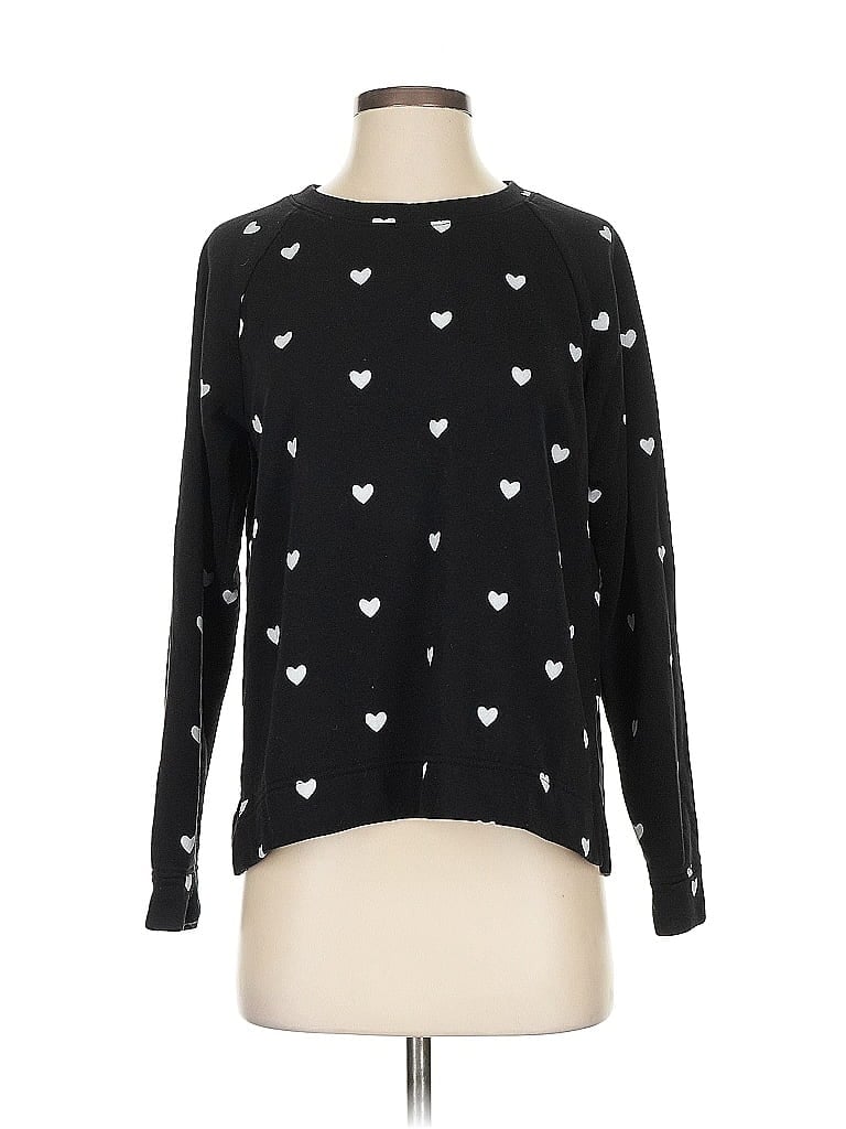 Lou & Grey for LOFT Hearts Black Pullover Sweater Size S - photo 1