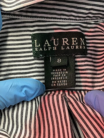 Lauren by Ralph Lauren Chevron-herringbone Gray Long Sleeve Button-Down Shirt Size 8