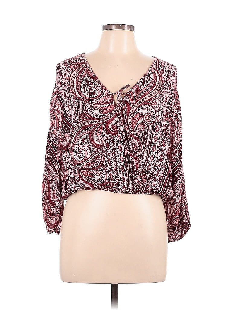 Charlotte Russe 100% Rayon Burgundy 3/4 Sleeve Blouse Size L - photo 1