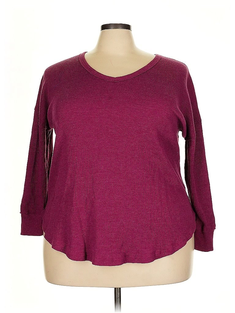 Woman Within Burgundy 3/4 Sleeve T-Shirt Size 22 - photo 1