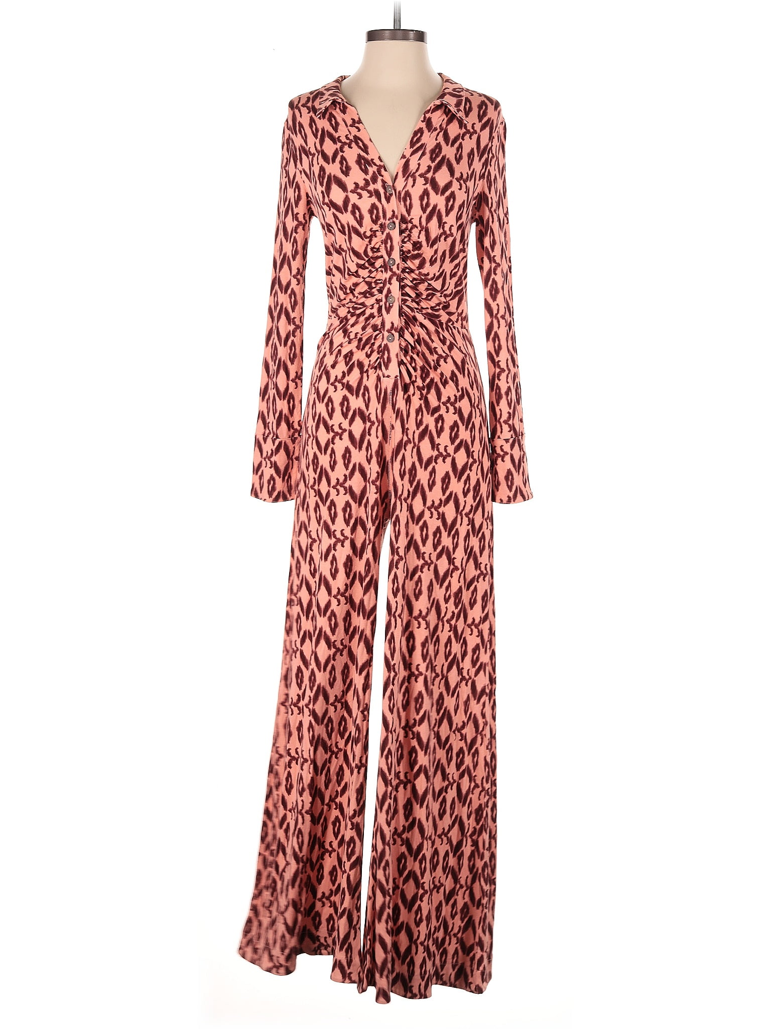 Free People Animal Print Pink Orange Jumpsuit Size XS