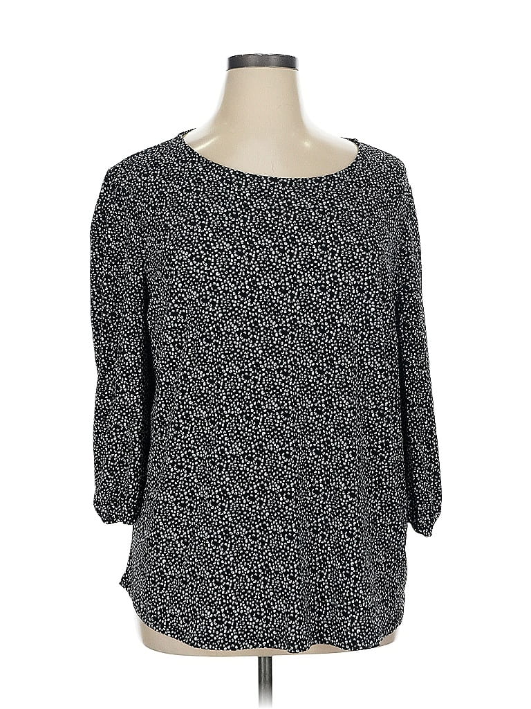 Pre-owned Adrianna Papell 3/4 Sleeve Blouse In Black