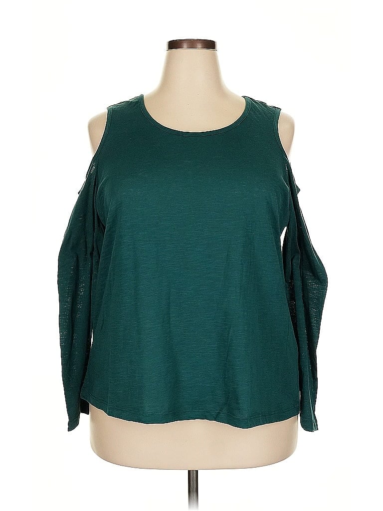IMAN Green Teal Long Sleeve Top Size 2X - photo 1