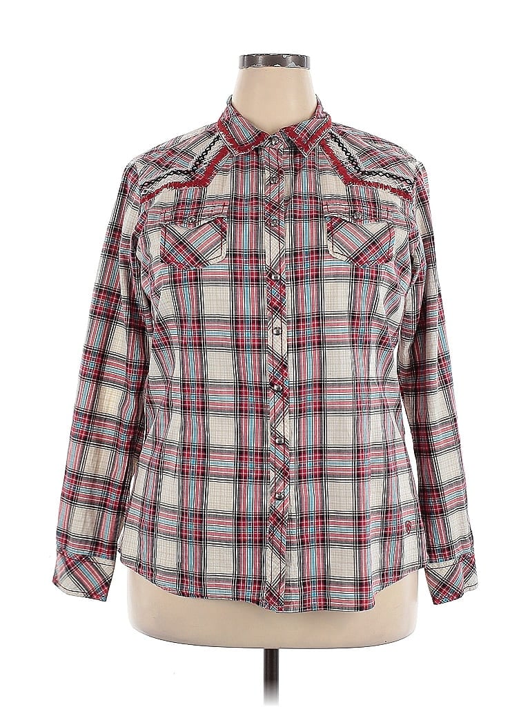 Ariat 100% Cotton Plaid Red Long Sleeve Button-Down Shirt Size XXL - photo 1