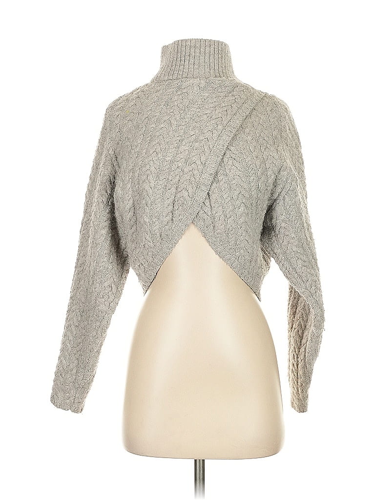 For Love & Lemons Chevron-herringbone Gray Turtleneck Sweater Size S - photo 1