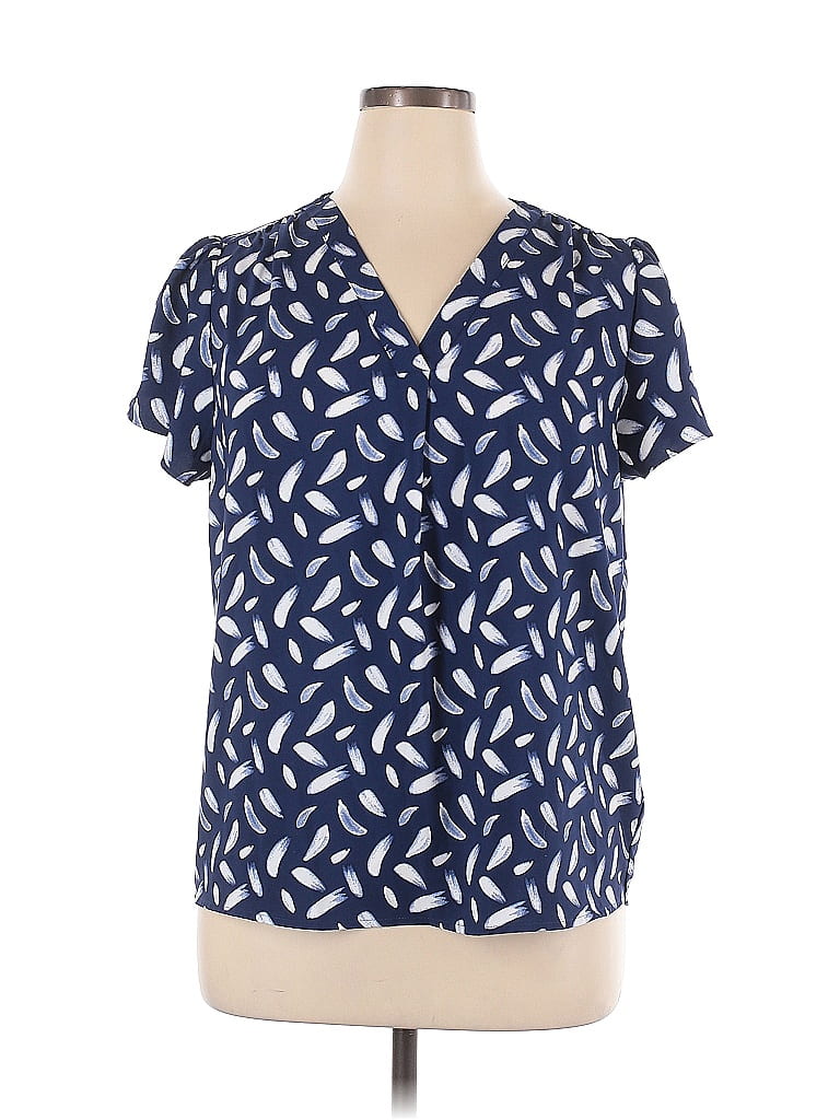 Hilary Radley 100% Polyester Blue Short Sleeve Blouse Size XL - photo 1