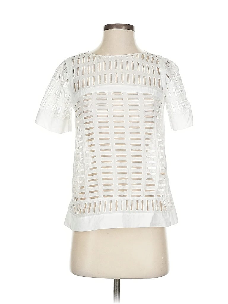 Pre-owned Rebecca Taylor Short Sleeve Blouse In White