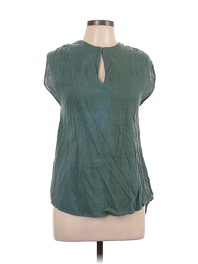 Pre-owned Umber & Ochre Short Sleeve Blouse In Green