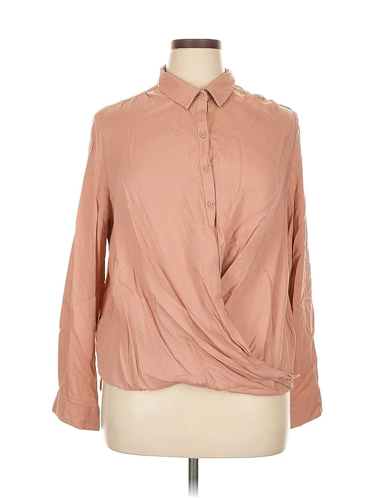 Pre-owned Beachlunchlounge Long Sleeve Blouse In Brown