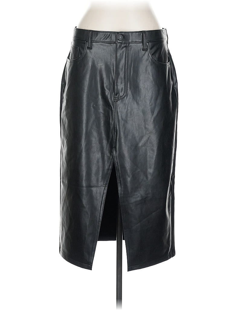 Pre-owned Abercrombie & Fitch Faux Leather Skirt In Black