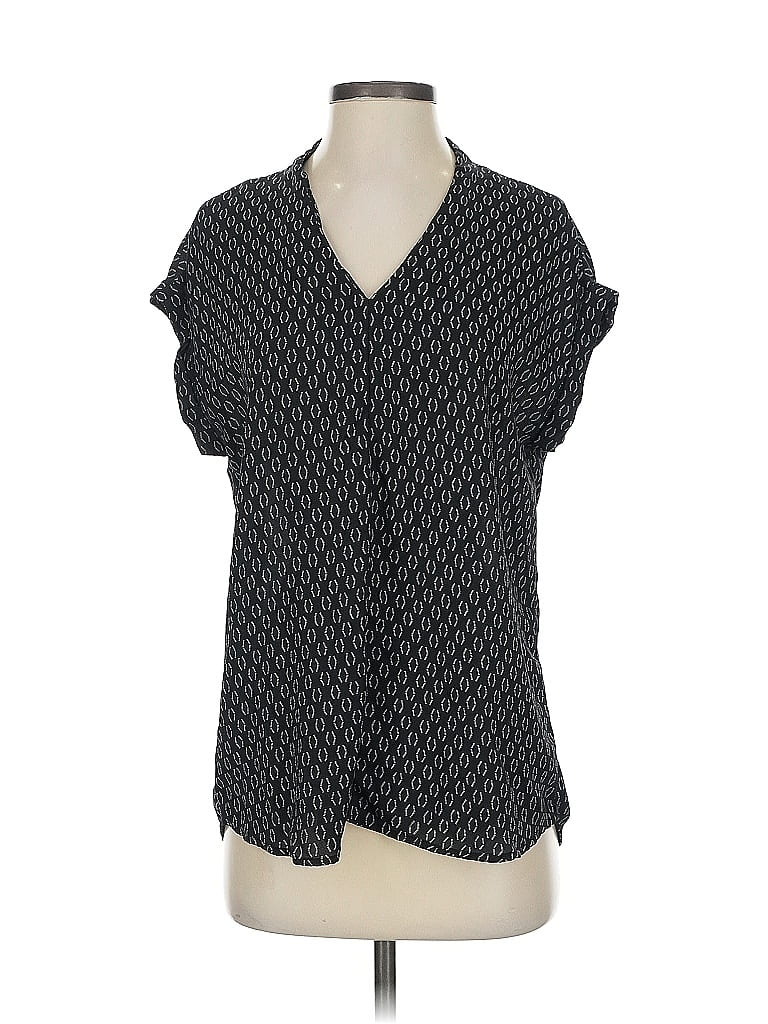 Pre-owned Pleione Short Sleeve Blouse In Black