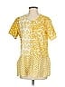 LOGO by Lori Goldstein Yellow Short Sleeve Blouse Size S - photo 1
