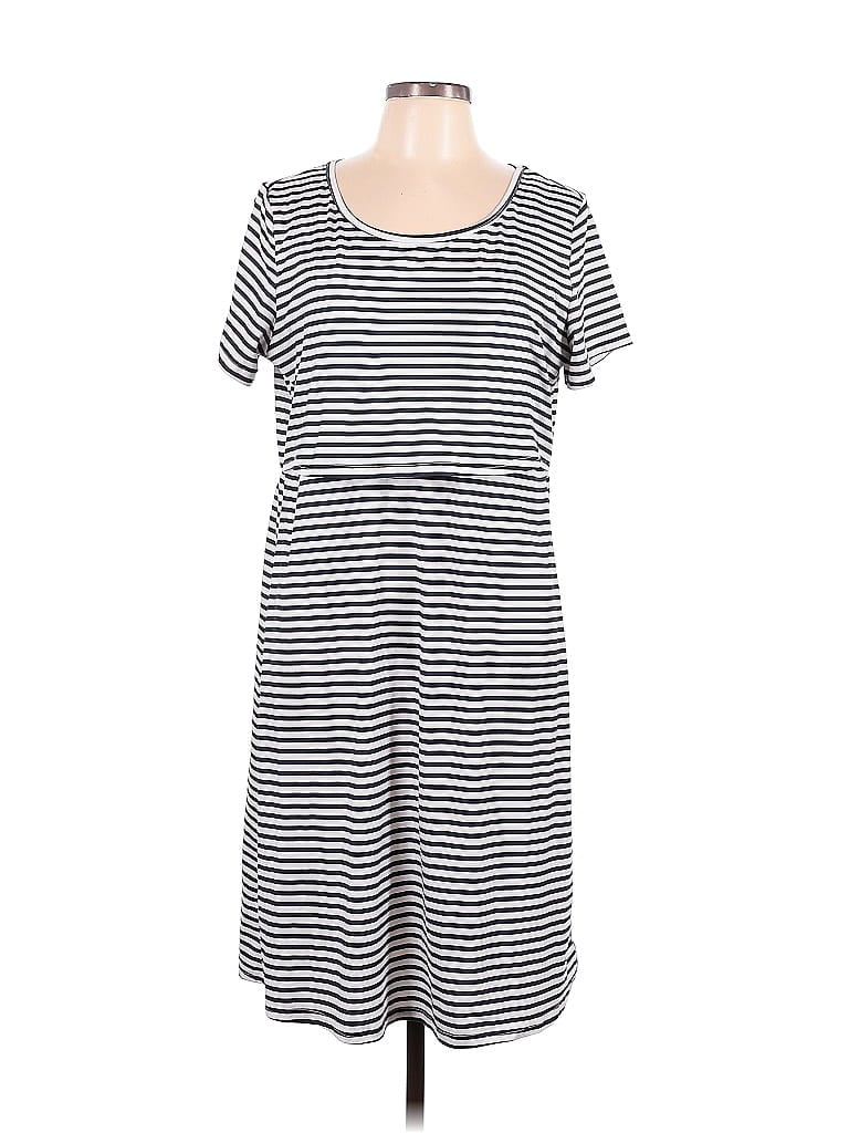 Ekouaer Stripes Gray Casual Dress Size L - photo 1
