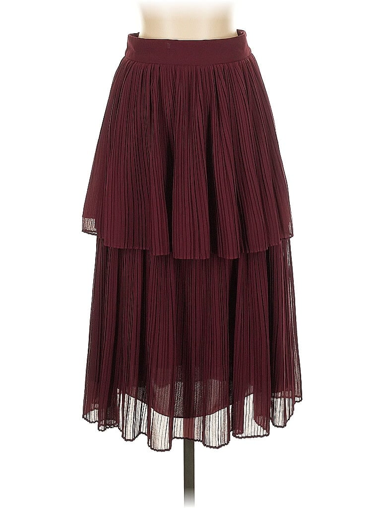 Pre-owned Fame And Partners Formal Skirt In Burgundy