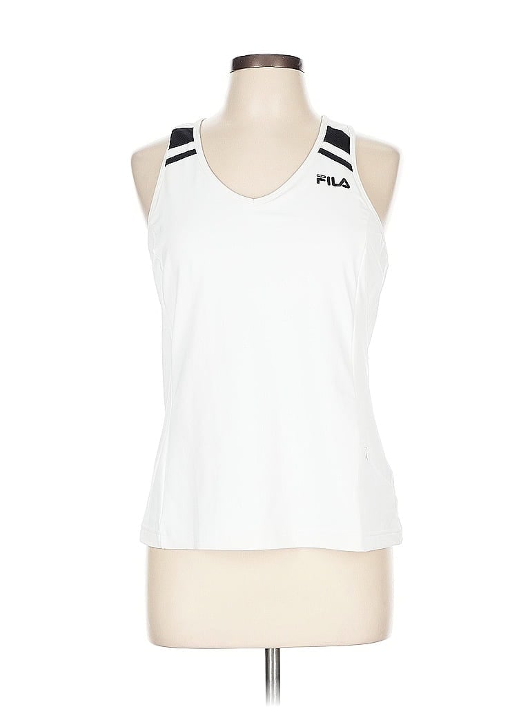 FILA SPORT Pre-owned Sleeveless Top White Scoop Neck Tops