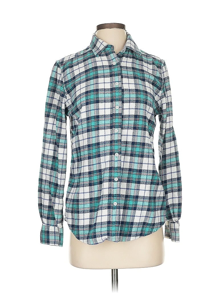 Pre-owned Lands' End Long Sleeve Button Down Shirt In Blue