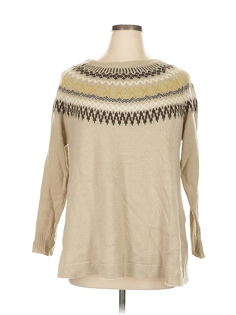 Roaman's Chevron-herringbone Tan Pullover Sweater Size 14 - photo 1