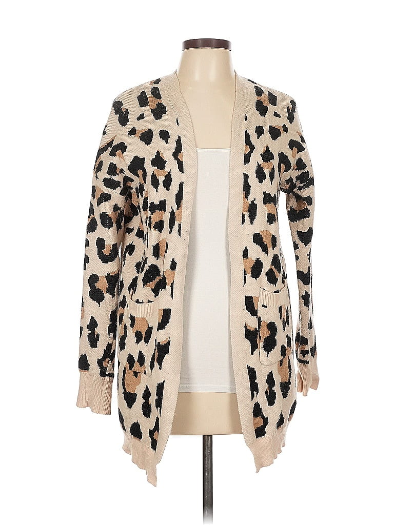 Entro Animal Print Tan Cardigan Size L - photo 1