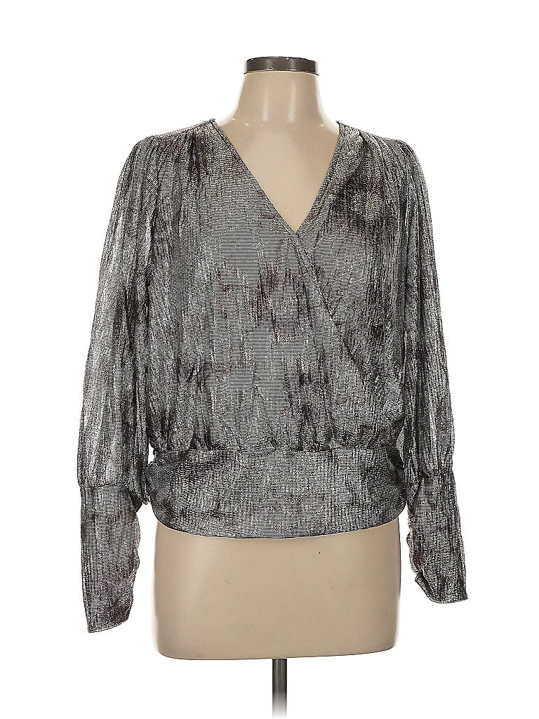 Pre-owned Maison D' Amelie Long Sleeve Blouse In Silver