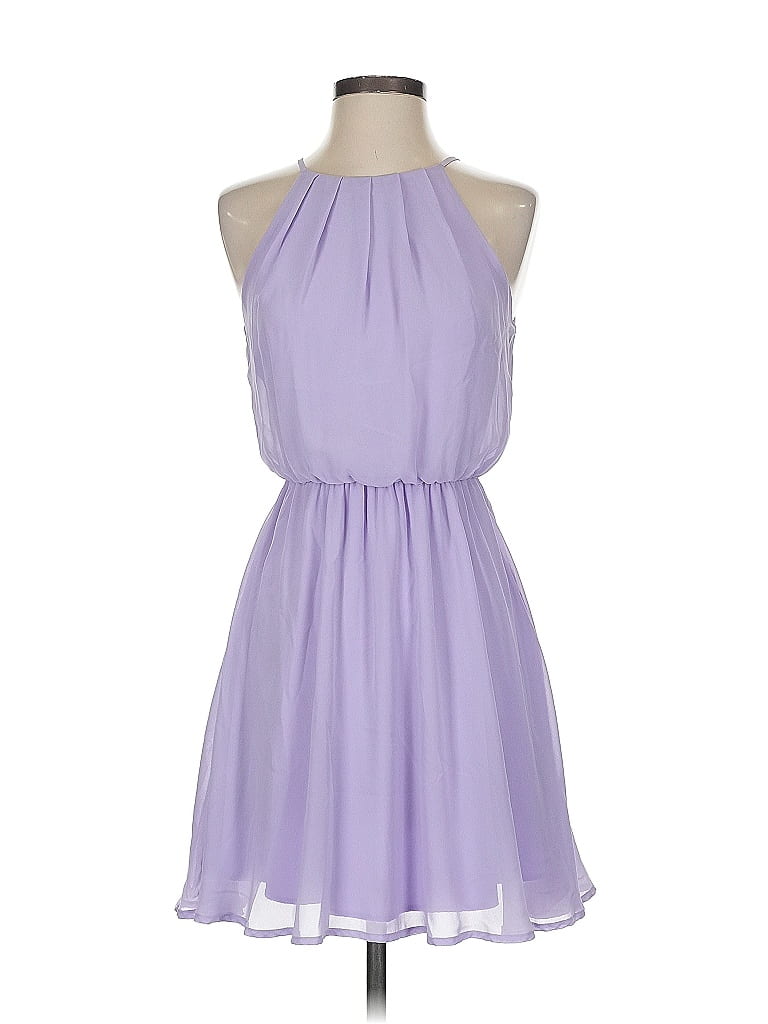 Lush Solid Purple Cocktail Dress Size XS - photo 1