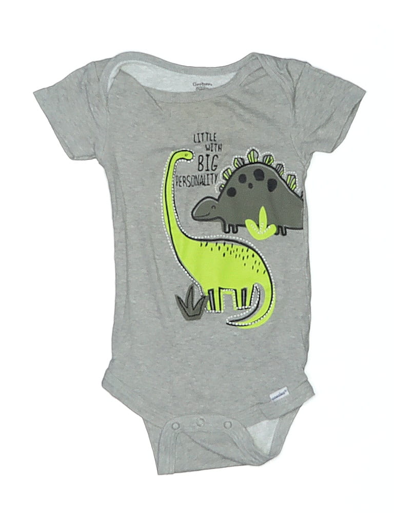 Gerber 100% Cotton Graphic Gray Short Sleeve Onesie 9-12 MO / 12 MO - photo 1
