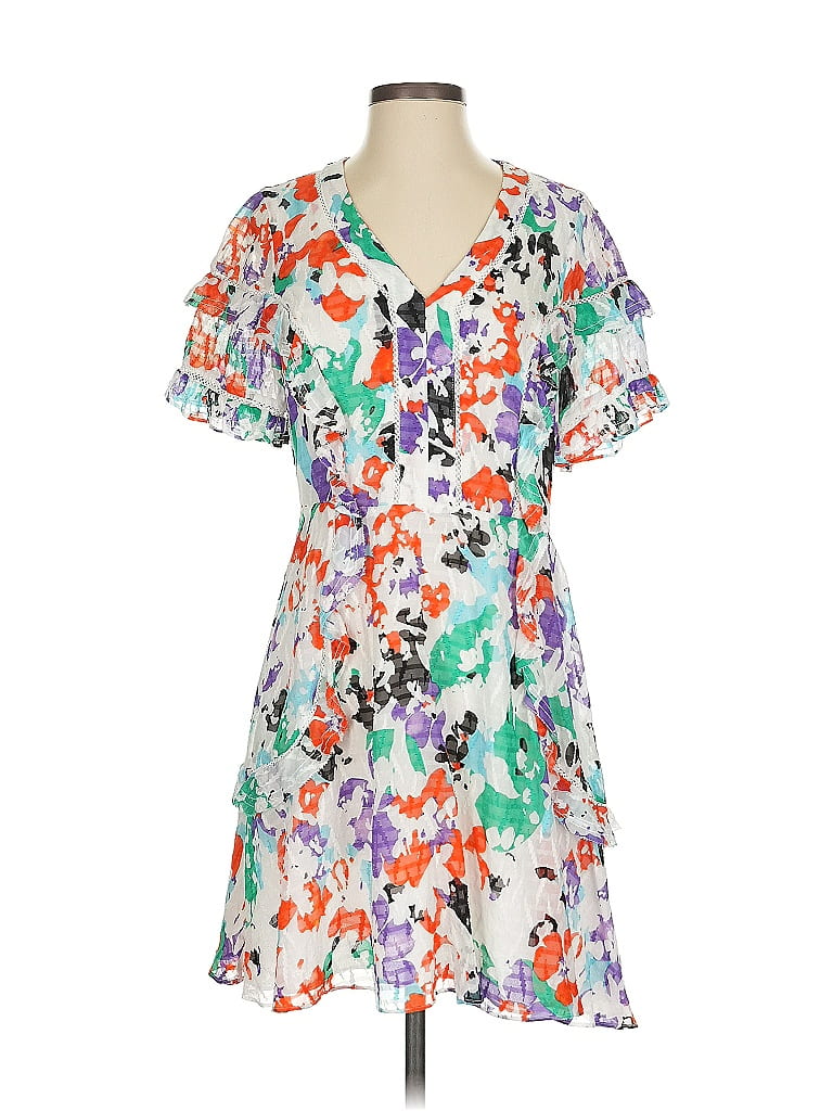 Tanya Taylor Print White Casual Dress Size 4 - photo 1