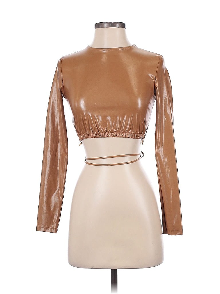 Bershka Brown Faux Leather Top Size XS - photo 1