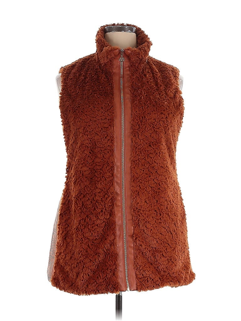 Marc New York Andrew Marc 100% Polyester Brown Faux Fur Vest Size XL - photo 1