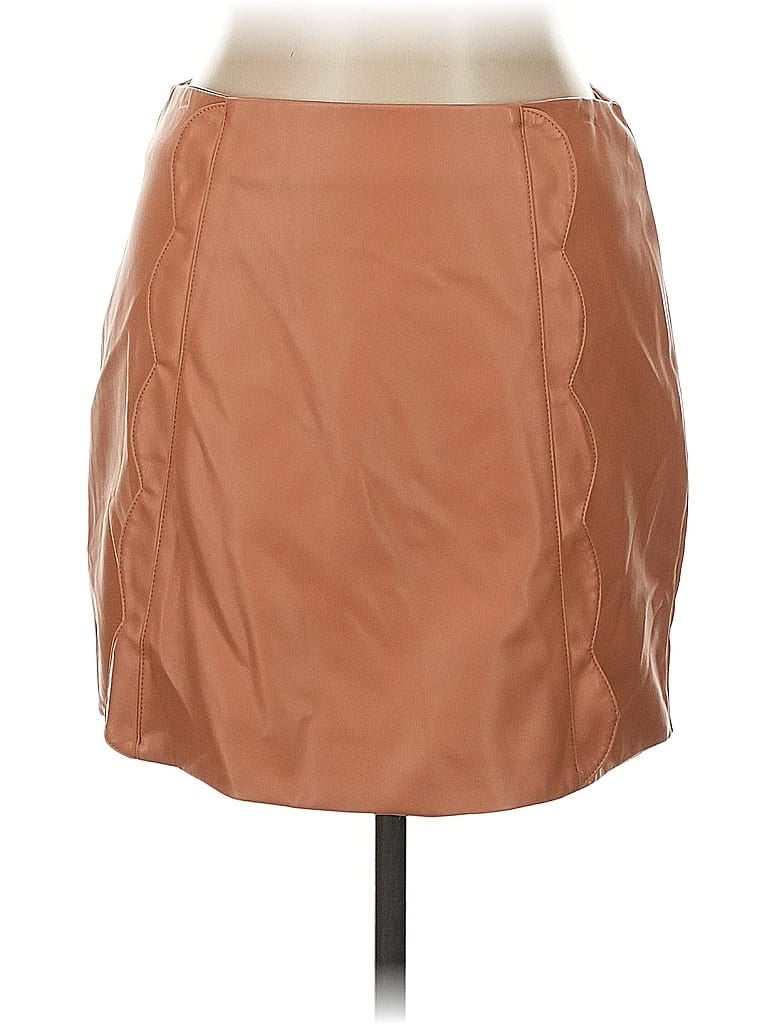 Pre-owned Bishop + Young Faux Leather Skirt In Brown