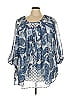 Roaman's 100% Polyester Blue 3/4 Sleeve Blouse Size 22 - photo 1