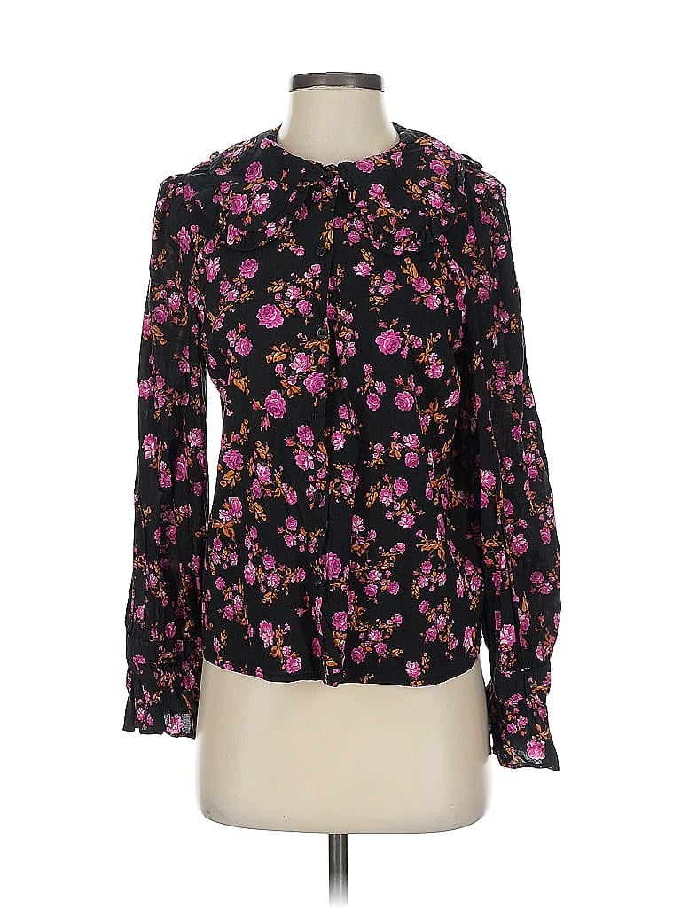 Pre-owned Who What Wear Long Sleeve Blouse In Black