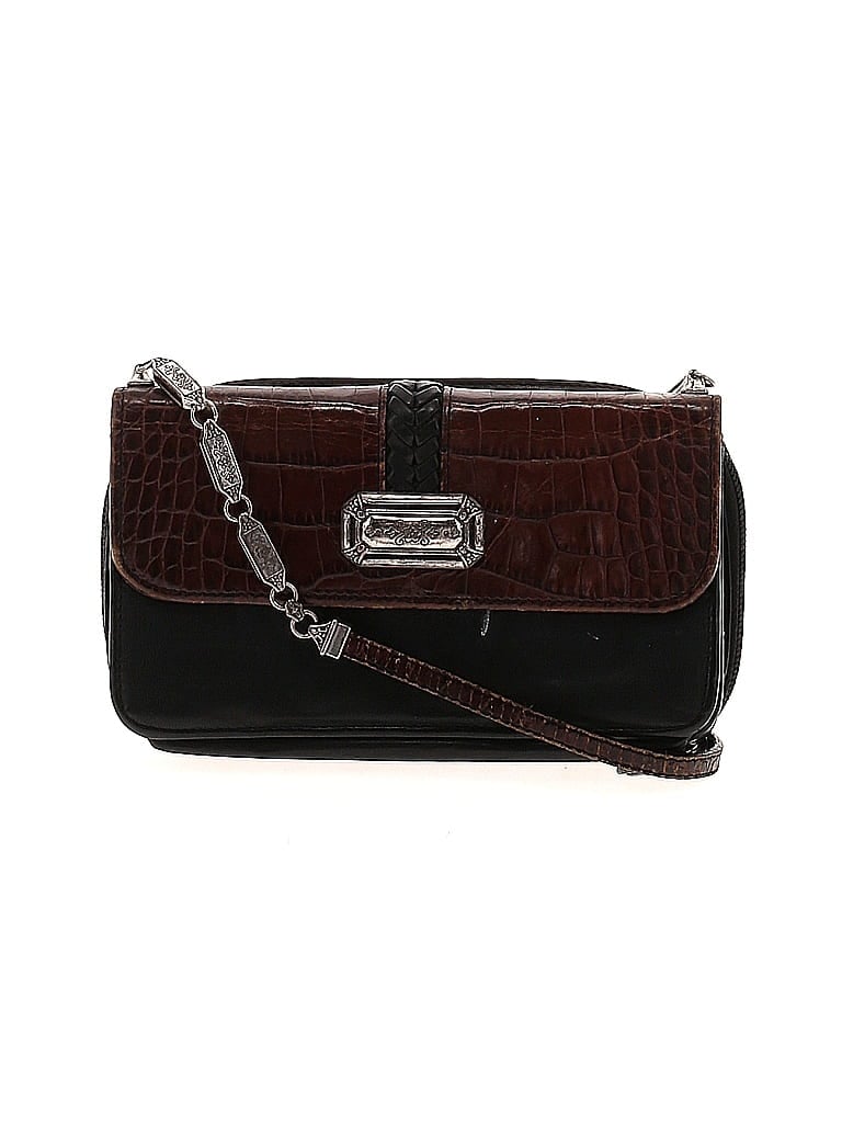 Brighton 100% Leather Burgundy Black Leather Crossbody Bag One size - photo 1