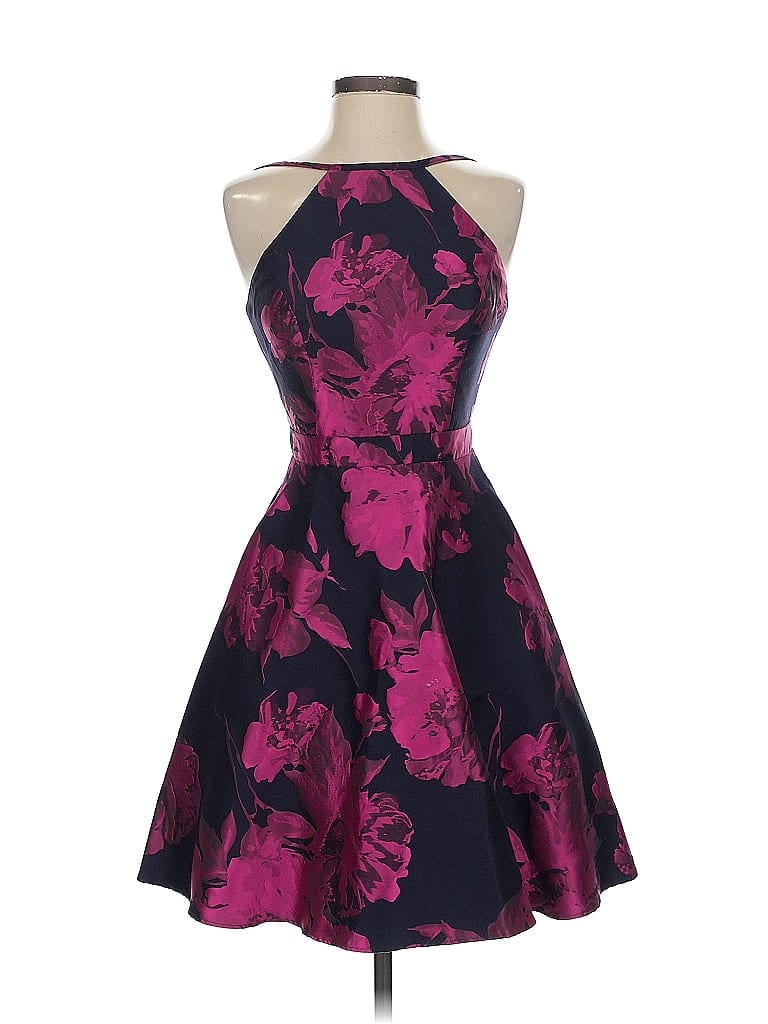 Xscape Floral Purple Cocktail Dress Size 0 - photo 1