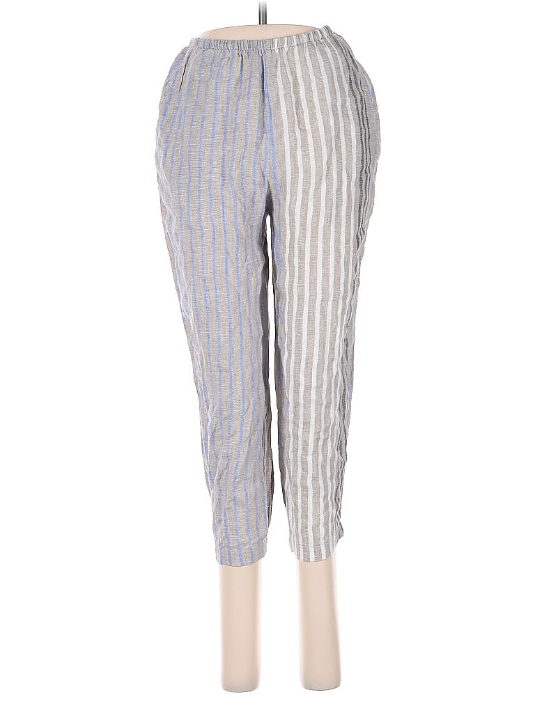 Flax 100% Linen Stripes Silver Linen Pants Size 4 - photo 1