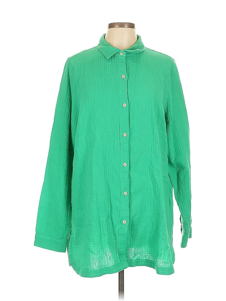 Click to view more detailed imagery on our partner's website Pre-owned Jjill Long Sleeve Button Down Shirt In Green