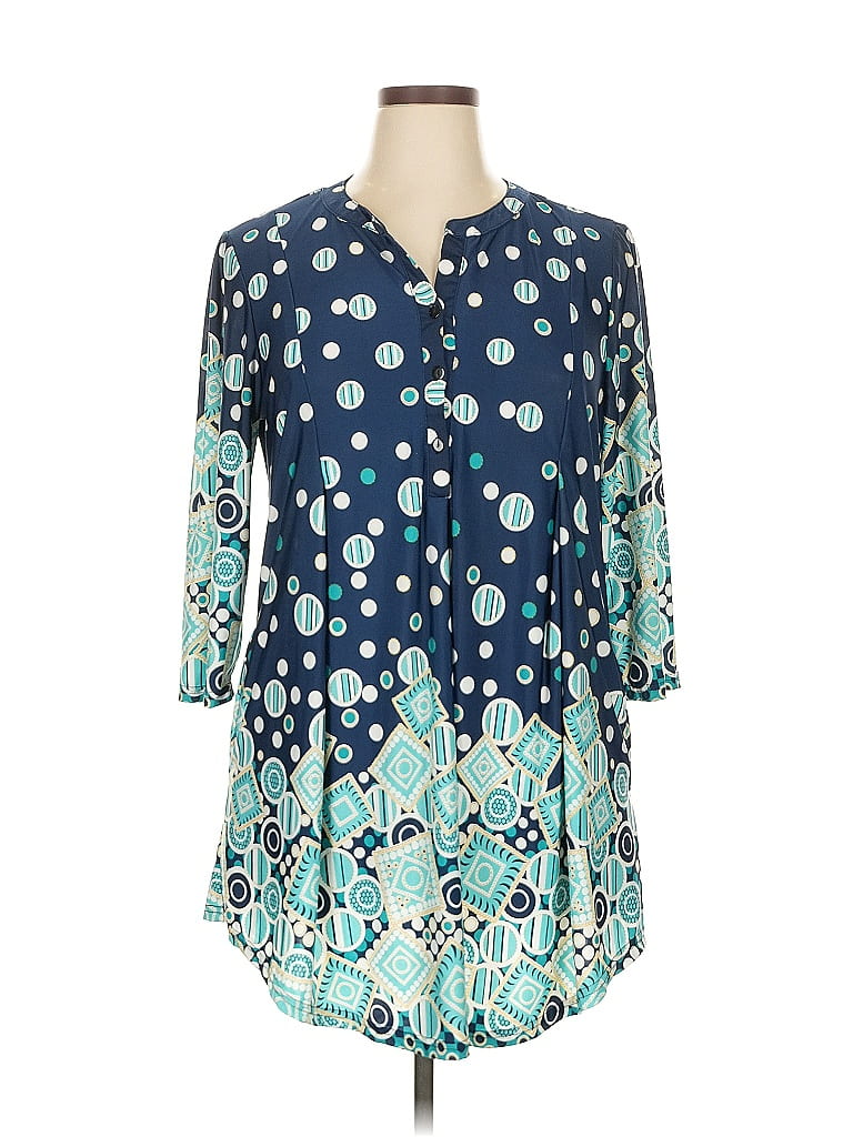 R&B Collection Paisley Teal 3/4 Sleeve Blouse Size 1X - 57% off | ThredUp