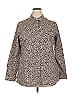 Foxcroft 100% Cotton Animal Print Gray Long Sleeve Button-Down Shirt Size 18 - photo 1
