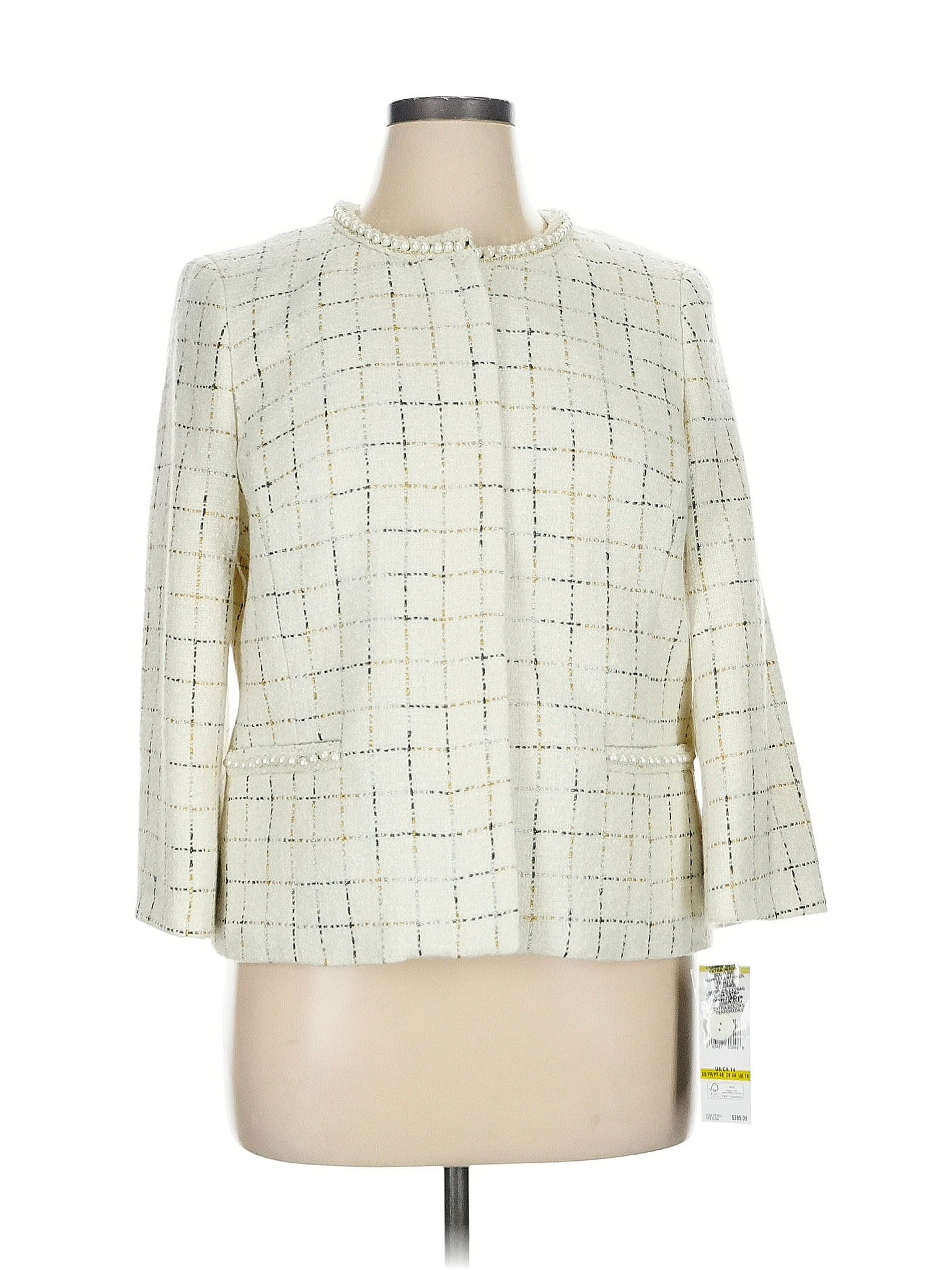 Albert Nipon Tweed Ivory Jacket Size 14