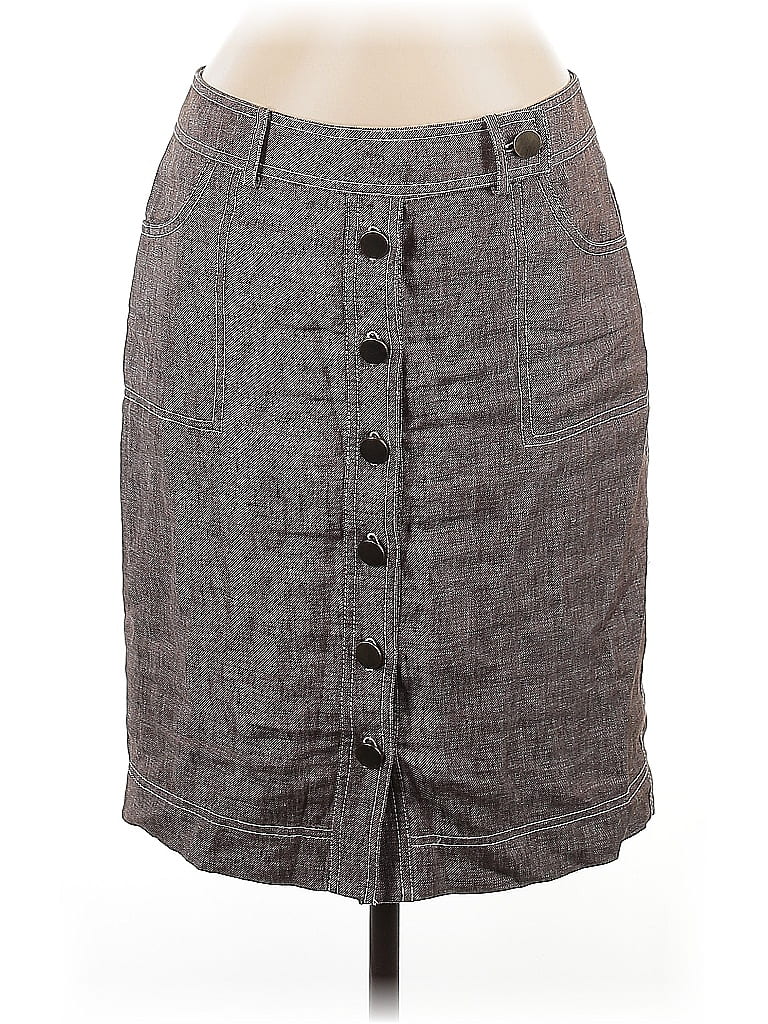 Worth 100% Linen Solid Gray Casual Skirt Size 6 - photo 1