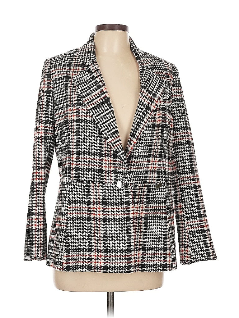 Alexia Admor 100% Polyester Houndstooth Gray Blazer Size 10 - photo 1