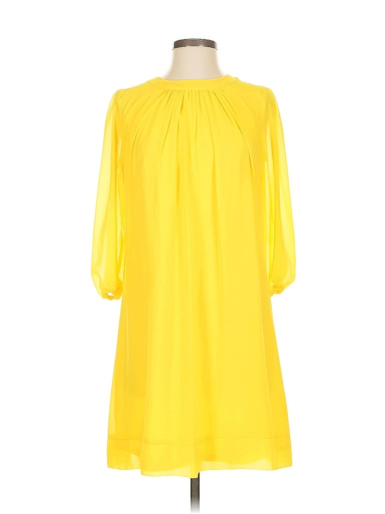 Eva Mendes by New York & Company 100% Polyester Solid Yellow Casual Dress Size XS - photo 1