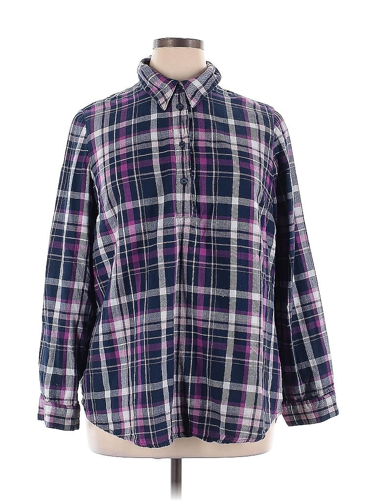 Lane Bryant 100% Cotton Purple Long Sleeve Button-Down Shirt Size 14 - photo 1