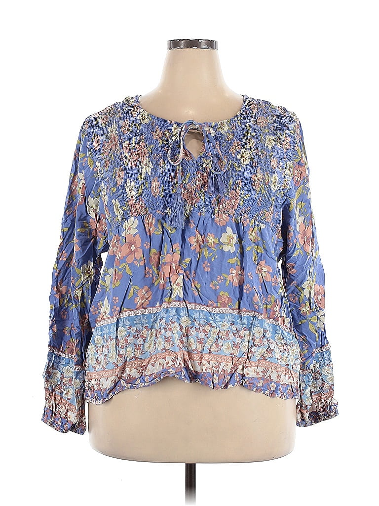 Suzanne Betro 100% Rayon Blue 3/4 Sleeve Blouse Size 4X - photo 1