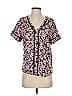 Hinge 100% Viscose Floral Pink Short Sleeve Blouse Size XS - photo 1