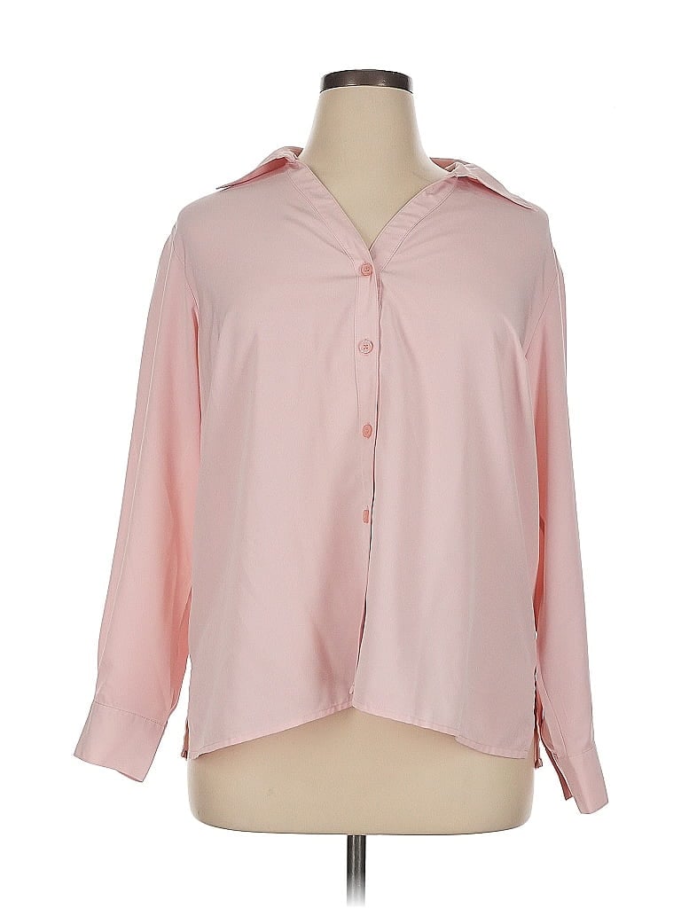 Notations 100% Polyester Pink Long Sleeve Blouse Size 1X - photo 1