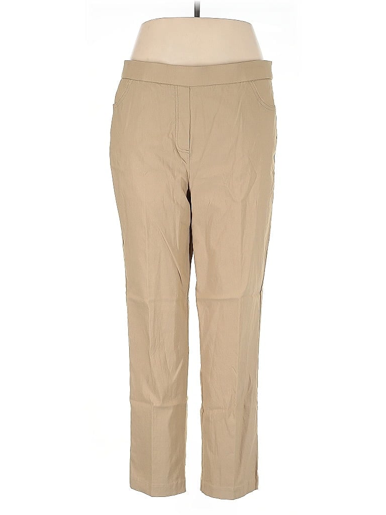 Alfred Dunner Solid Tan Khakis Size 14 - photo 1