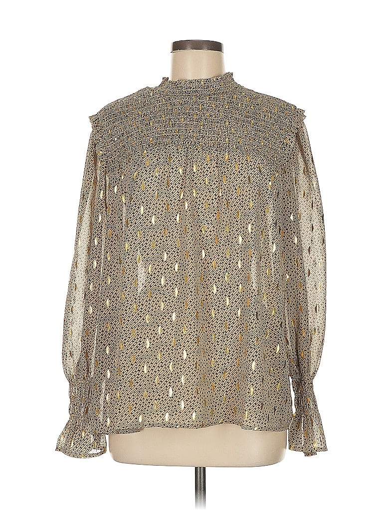 Elan 100% Polyester Gold Long Sleeve Blouse Size M - photo 1