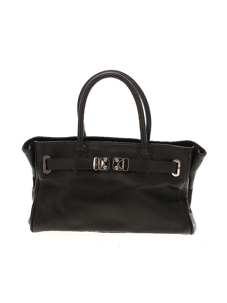 Onna Ehrlich 100% Leather Solid Black Gray Leather Satchel One size - photo 1