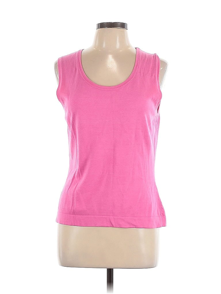 Pre-owned Karen Kane Sleeveless Silk Top Pink Scoop Neck Tops